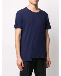 T-shirt à col rond bleu marine Yohji Yamamoto