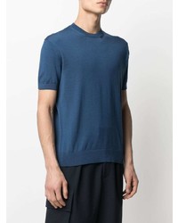 T-shirt à col rond bleu marine Z Zegna