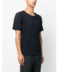 T-shirt à col rond bleu marine Homme Plissé Issey Miyake