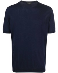 T-shirt à col rond bleu marine Roberto Collina