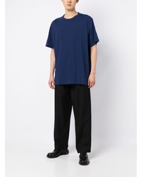 T-shirt à col rond bleu marine Yohji Yamamoto