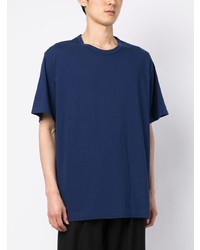 T-shirt à col rond bleu marine Yohji Yamamoto