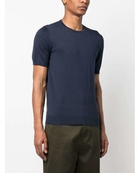 T-shirt à col rond bleu marine Corneliani