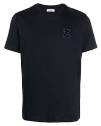 T-shirt à col rond bleu marine Sandro