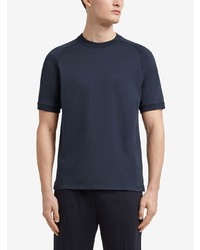 T-shirt à col rond bleu marine Ermenegildo Zegna