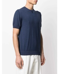 T-shirt à col rond bleu marine Eleventy