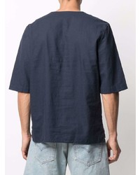 T-shirt à col rond bleu marine Dell'oglio