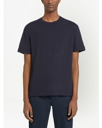 T-shirt à col rond bleu marine Zegna