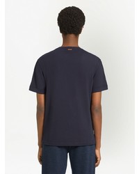 T-shirt à col rond bleu marine Zegna