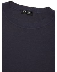 T-shirt à col rond bleu marine Zegna