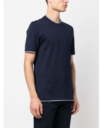 T-shirt à col rond bleu marine Brunello Cucinelli