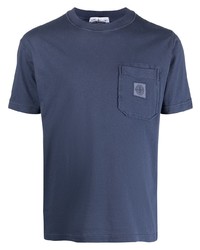 T-shirt à col rond bleu marine Stone Island