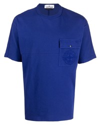 T-shirt à col rond bleu marine Stone Island