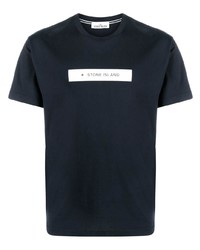 T-shirt à col rond bleu marine Stone Island