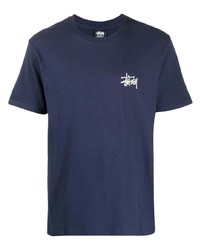 T-shirt à col rond bleu marine Stussy