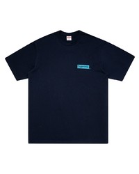 T-shirt à col rond bleu marine Supreme