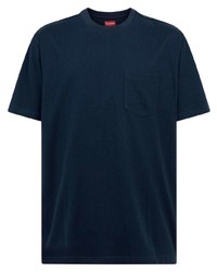 T-shirt à col rond bleu marine Supreme