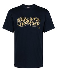 T-shirt à col rond bleu marine Supreme