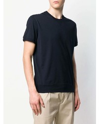 T-shirt à col rond bleu marine Brunello Cucinelli