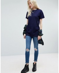 T-shirt à col rond bleu marine Asos