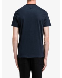 T-shirt à col rond bleu marine Prada