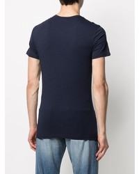 T-shirt à col rond bleu marine Versace