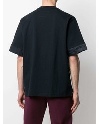 T-shirt à col rond bleu marine Sacai