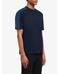 T-shirt à col rond bleu marine Prada