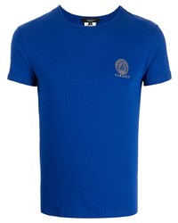T-shirt à col rond bleu marine Versace