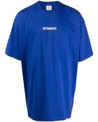 T-shirt à col rond bleu marine Vetements