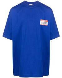 T-shirt à col rond bleu marine Vetements