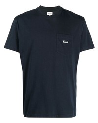 T-shirt à col rond bleu marine Woolrich
