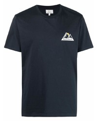 T-shirt à col rond bleu marine Woolrich