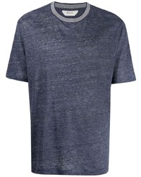 T-shirt à col rond bleu marine Z Zegna