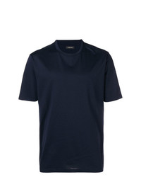 T-shirt à col rond bleu marine Z Zegna