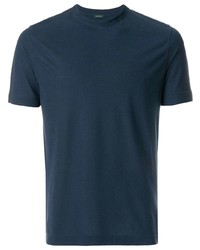T-shirt à col rond bleu marine Zanone