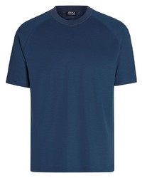 T-shirt à col rond bleu marine Zegna