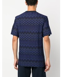 T-shirt à col rond bleu marine Missoni