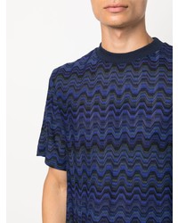 T-shirt à col rond bleu marine Missoni