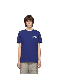T-shirt à col rond bleu A.P.C.