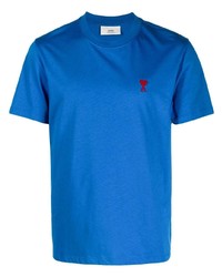 T-shirt à col rond bleu Ami Paris
