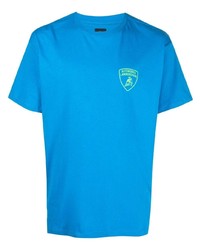 T-shirt à col rond bleu Automobili Lamborghini