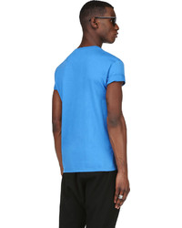 T-shirt à col rond bleu Alexander McQueen