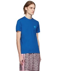 T-shirt à col rond bleu Versace