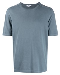 T-shirt à col rond bleu Boglioli