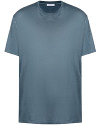 T-shirt à col rond bleu Boglioli