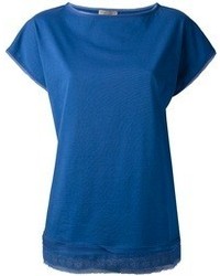 T-shirt à col rond bleu Bottega Veneta