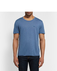 T-shirt à col rond bleu Burberry