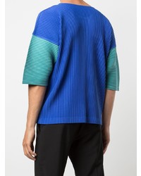 T-shirt à col rond bleu Homme Plissé Issey Miyake