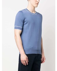 T-shirt à col rond bleu Brunello Cucinelli